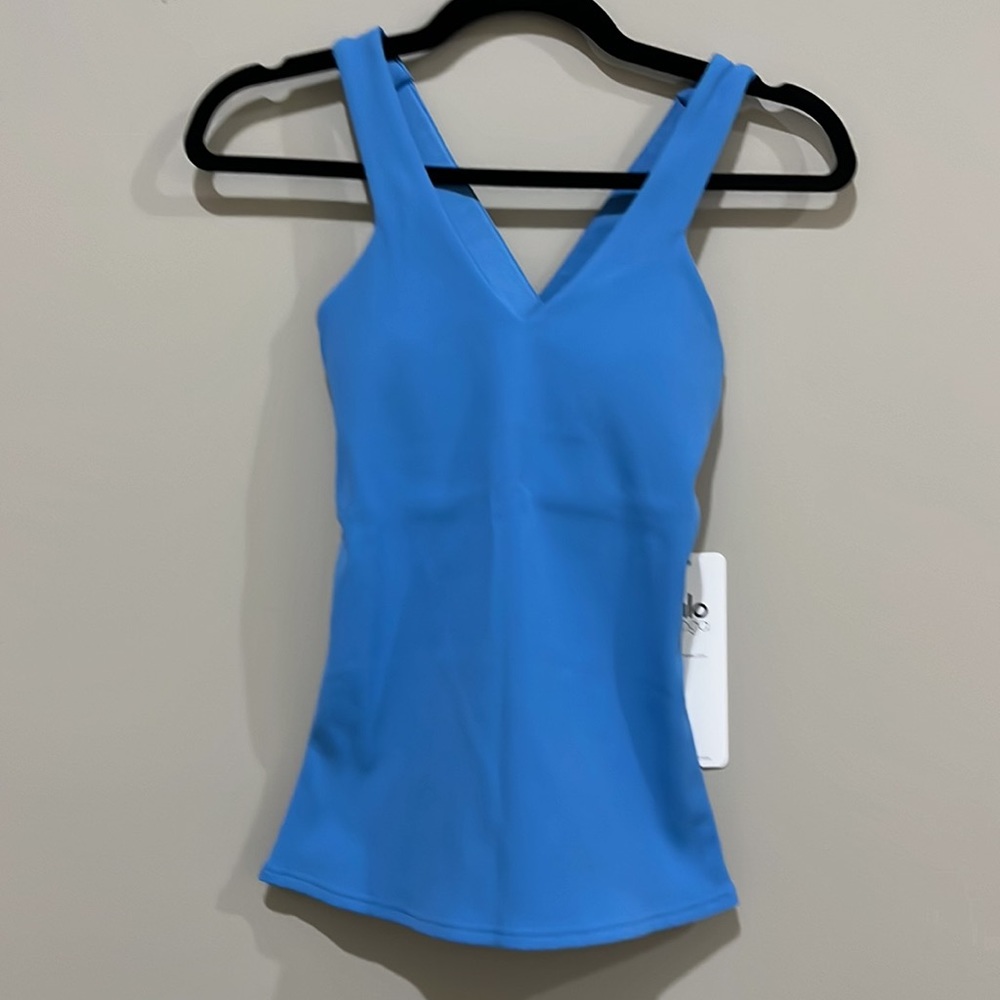 ALO Elevate Rib Tank in Caf Blue Size XS - Picture 5 of 9